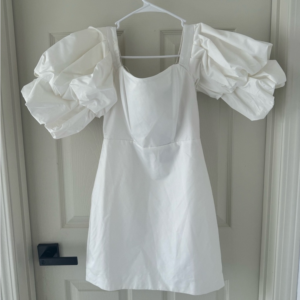 Lexie OTS Puff Sleeve Dress - White
